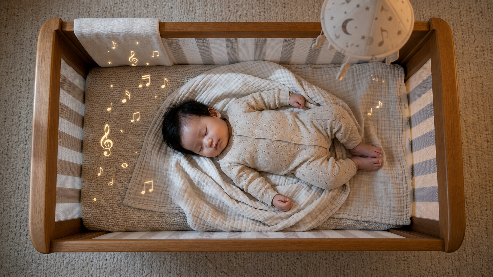 Baby sleeping peacefully in a cozy cot